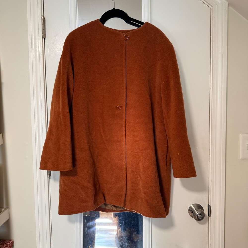 Vintage Joan & David 100% Wool Coat Womens 6 Burnt Orange Made in Italy